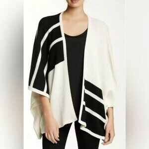 Brochu Walker Womens Alpaca Wool Blend‎ City Poncho Cardigan Size OS Black Cream